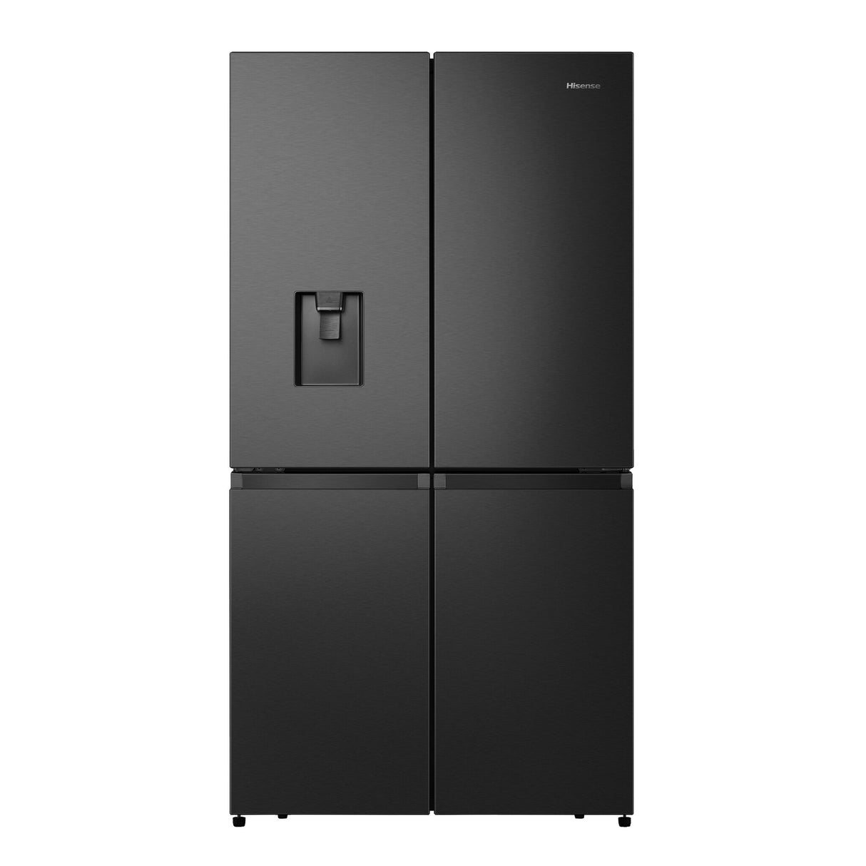 Hisense RQ758N4SWFE American Fridge Freezer, Total No Frost, Wi-Fi Enabled, Metal Tech Cooling in Black Steel stock photo flat