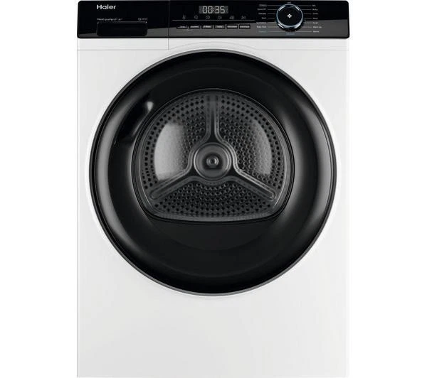 Haier I-Pro Series 3 HD100-A2939 10KG Heat Pump Tumble Dryer in White - A++ Rated - Refurbished stock photo front