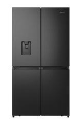 Hisense RQ758N4SWFE American Fridge Freezer, Total No Frost, Wi-Fi Enabled, Metal Tech Cooling in Black Steel front view