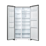 Fridgemaster MS91520EB Total No Frost American Fridge Freezer Black, E Rated Doors Open Empty