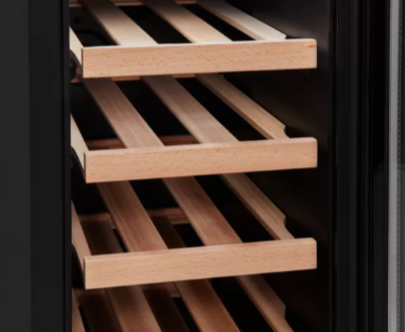 Hoover HWCB30UK/1 30cm Wine Cooler - Black Wooden Shelves