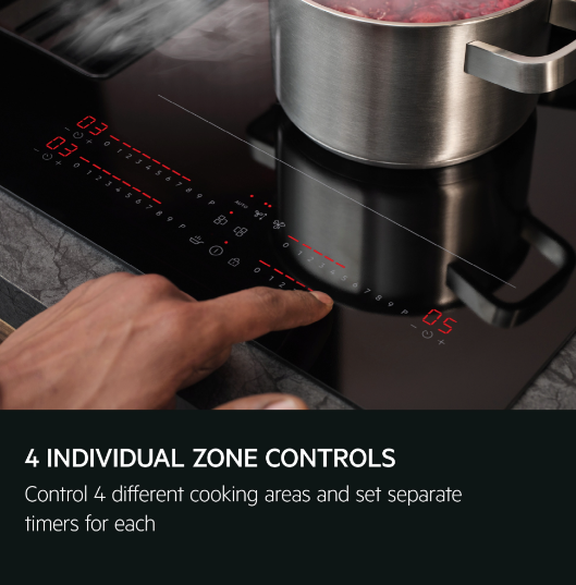 AEG Series 7000 NCH84C23AB 80cm Induction Hob with Venting Extraction and SenseFry® in Matt Black - A+ Rated - (Tatty Box) - HW181744