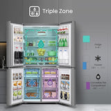 Hisense RQ758N4SWSE American Fridge Freezer, Total No Frost, Wi-Fi Enabled, Metal Tech Cooling in Stainless Steel Triple Zone