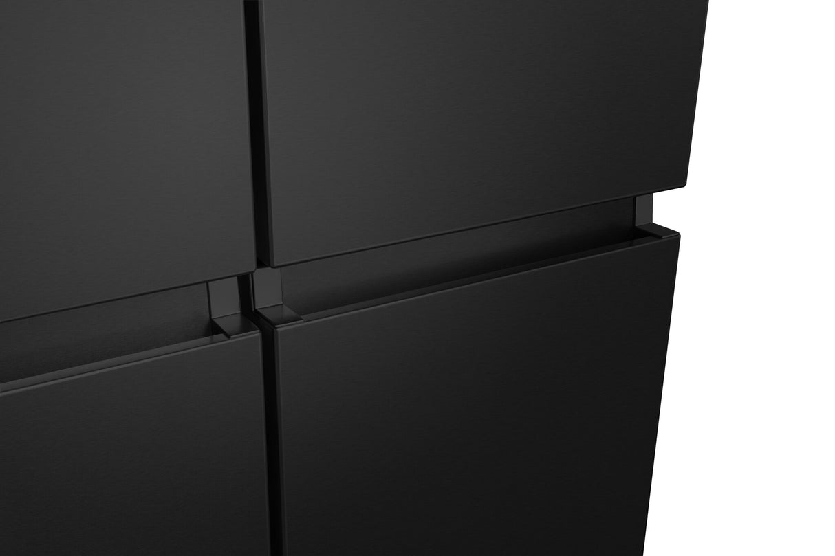 Hisense RQ758N4SWFE American Fridge Freezer, Total No Frost, Wi-Fi Enabled, Metal Tech Cooling in Black Steel no door handles