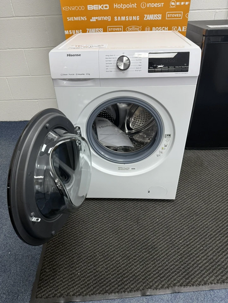 Hisense WFQA1014EVJM 10KG 1400Spin Washing Machine in White - A Rated - Blemished Showroom Photo front with door open
