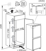 Teknix BITH50FF/E 50/50 Integrated Fridge Freezer with Total No Frost - 233 Litres - E Rated Stock Photo fitting dimensions diagram 