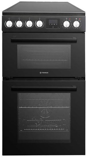 Teknix TKED54B 50cm Ceramic Cooker with Double Oven in Black - A Rated - POHW0049