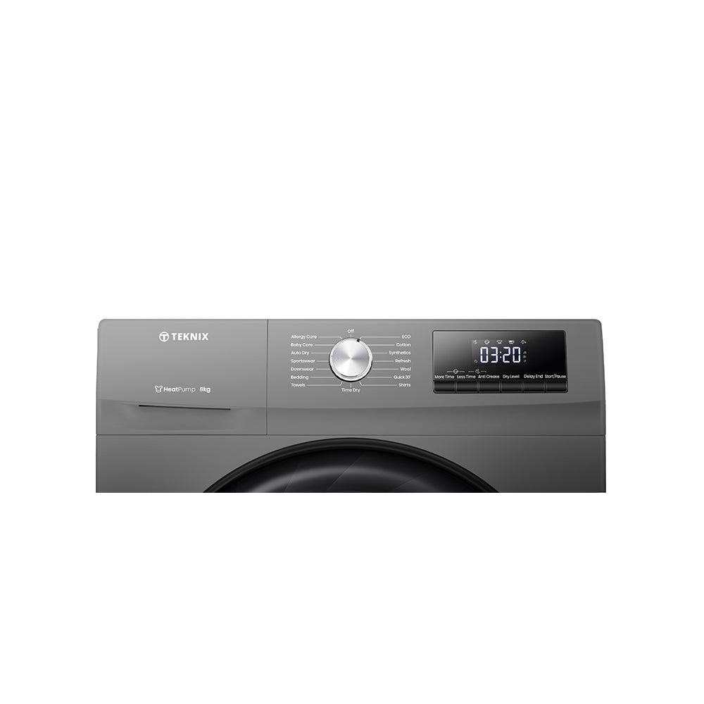 Teknix TKHP8HS 8KG Heat Pump Dryer in Titanium - A++ Rated - POHW0112