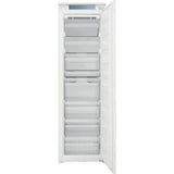 Hotpoint HTSD18F013H1 209 Litre Tall Built-In Freezer with No Frost - E Rated from HomeWise Appliances. Stock photo from front with door open showing the 8 compartments.