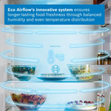 Bosch Series 2 KIV87NSE0G (09) 270 Litre 70/30 Integrated Fridge Freezer - E Rated from HomeWise Appliances. Graphic describing Eco Airflow