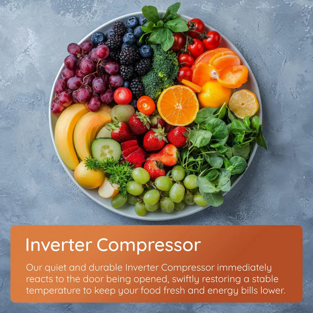 Hotpoint HTSD18F013H1 209 Litre Tall Built-In Freezer with No Frost - E Rated from HomeWise Appliances.  stock photo graphic for inverter compressor which quickly restores a stable temperature.