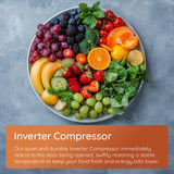 Hotpoint HTSD18F013H1 209 Litre Tall Built-In Freezer with No Frost - E Rated from HomeWise Appliances.  stock photo graphic for inverter compressor which quickly restores a stable temperature.