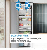 Bosch Series 2 KIV87NSE0G (09) 270 Litre 70/30 Integrated Fridge Freezer - E Rated from HomeWise Appliances. Graphic describing the Door Open Alarm will tell if you forget to close the door.