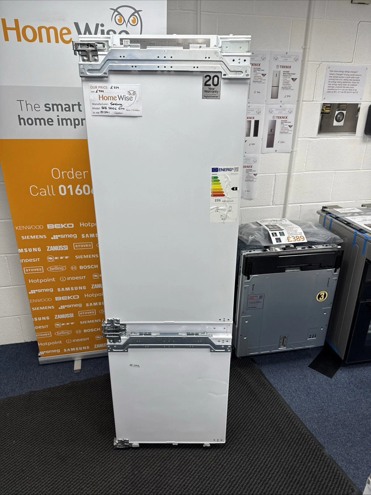 Samsung BRB26615EWW (48) 54cm Built In Fixed Hinge 70/30 Fridge Freezer with SpaceMax™ Technology in White - HW181548