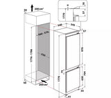 Hotpoint HTC18 T112 UK 70/30 No Frost Integrated Fridge Freezer with Sliding Hinge - E Rated from HomeWise Appliances. Graphic for installation diagram with sizes