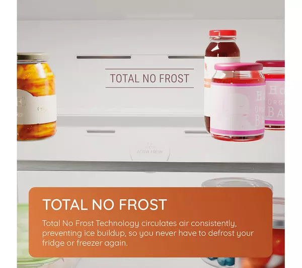 Hotpoint HTC18 T112 UK 70/30 No Frost Integrated Fridge Freezer with Sliding Hinge - E Rated from HomeWise Appliances. Graphic for Total No Frost