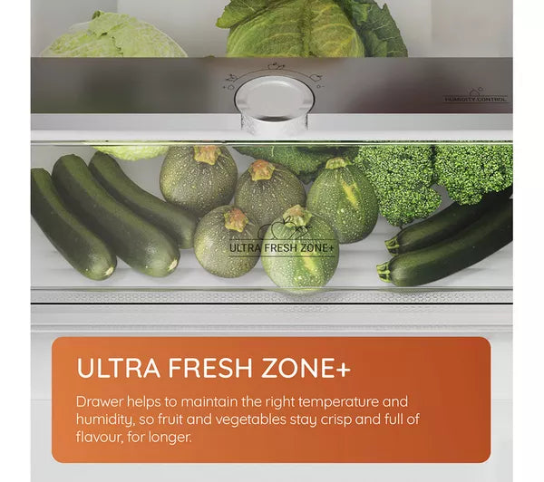 Hotpoint HTC18 T112 UK 70/30 No Frost Integrated Fridge Freezer with Sliding Hinge - E Rated from HomeWise Appliances. Graphic for the Ultra Fresh Zone+