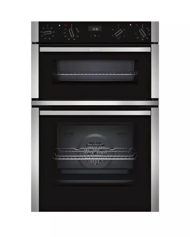 Neff N50 U1ACE2HN0B (10) Built-In Electric Double Oven in Stainless Steel - A Rated from HomeWise Appliances stock photo front of the oven