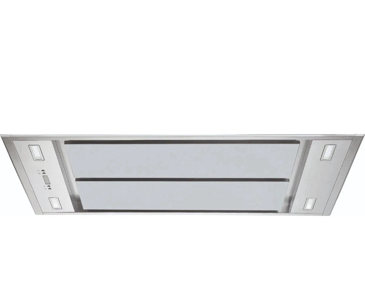 Cata UBADCH110SS1 110cm Island Ceiling Cooker Hood in Stainless Steel  from HomeWise Appliances. Stock photo showing underside of the hood.