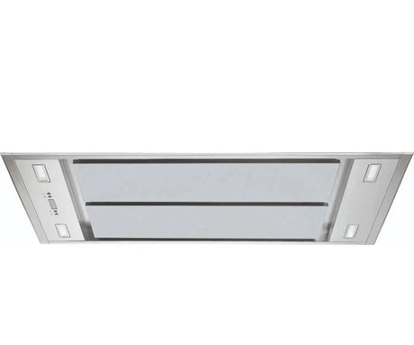 Cata UBADCH110SS1 110cm Island Ceiling Cooker Hood in Stainless Steel  from HomeWise Appliances. Stock photo showing underside of the hood.