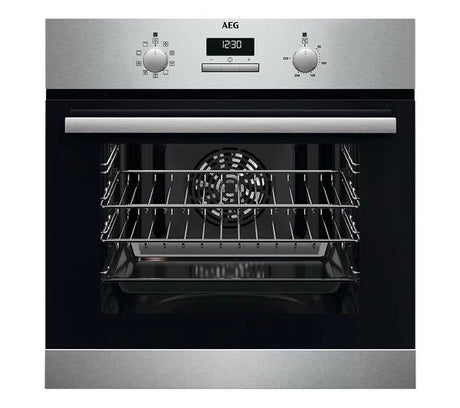 AEG BSX23101XM (95) 6000 Series SurroundCook Electric Single Oven - Stainless Steel - A Rated - 13 Amp Plug from HomeWise Appliances stock photo front of the oven 