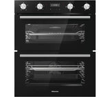 Hisense BID75211BGUK (78) Built-Under Electric Double Oven in Black - A/A Rated - HW181678 stock photo showing LED clock display and controls 