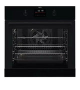 AEG BPK355061B (20) Electric Built-In Single Oven with Pyrolytic Self Cleaning in Black - A+ Rated from HomeWise Appliances. Stock photo front of oven.