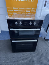 Hotpoint Series 2 DD2 844 C BL Double Built-in Oven in Black - A/A Rated from HomeWise Appliances shop photo close up of the oven showing bar handles for a sleek modern look in a fitted kitchen