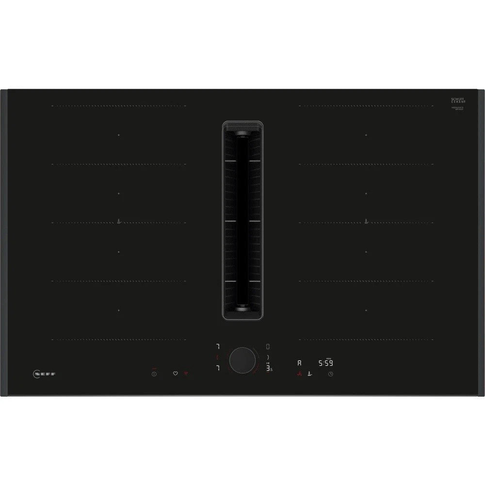 Neff N90 Series V68AUX4C0 83cm 4 Zone Induction Hob with Integrated Ventilation System in Black - HW181728