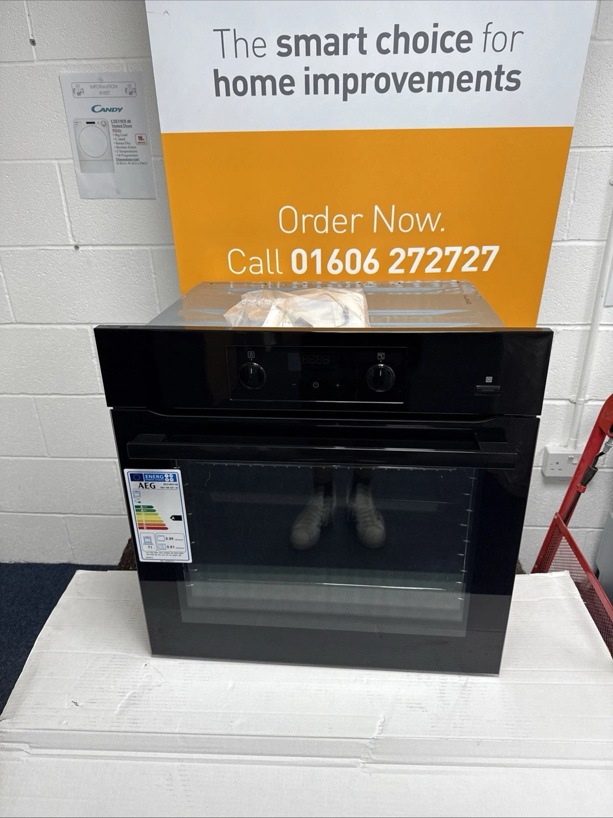AEG BES356010B Black Oven from HomeWise in front of sales banner 01606 272727