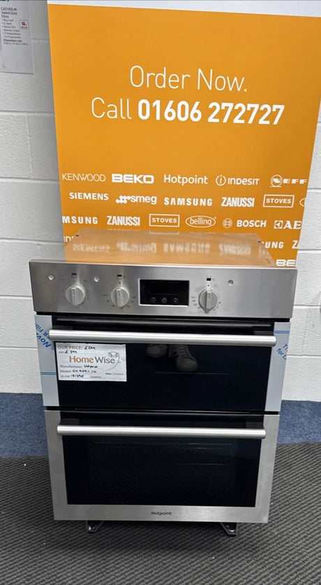 Hotpoint Class 4 DU4 541 IX Electric Built Under Double Oven in Stainless Steel - A/A Rated from HomeWise shop photo with call to action banner - morder now call now 01606 272727