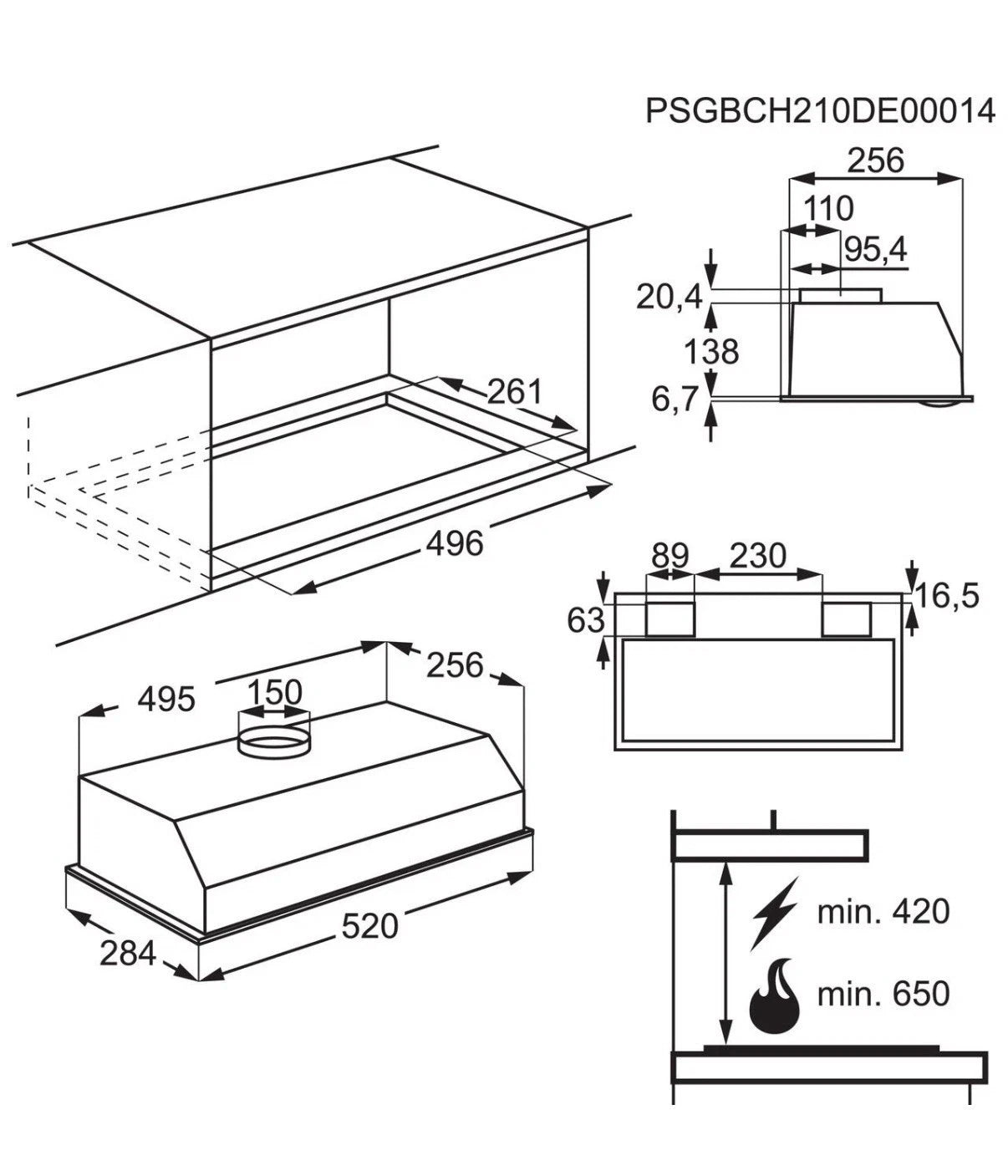 AEG DGX3523S Series 5000 52cm Built-in Canopy Extractor Hood in Grey - 3 Speeds - HW181775