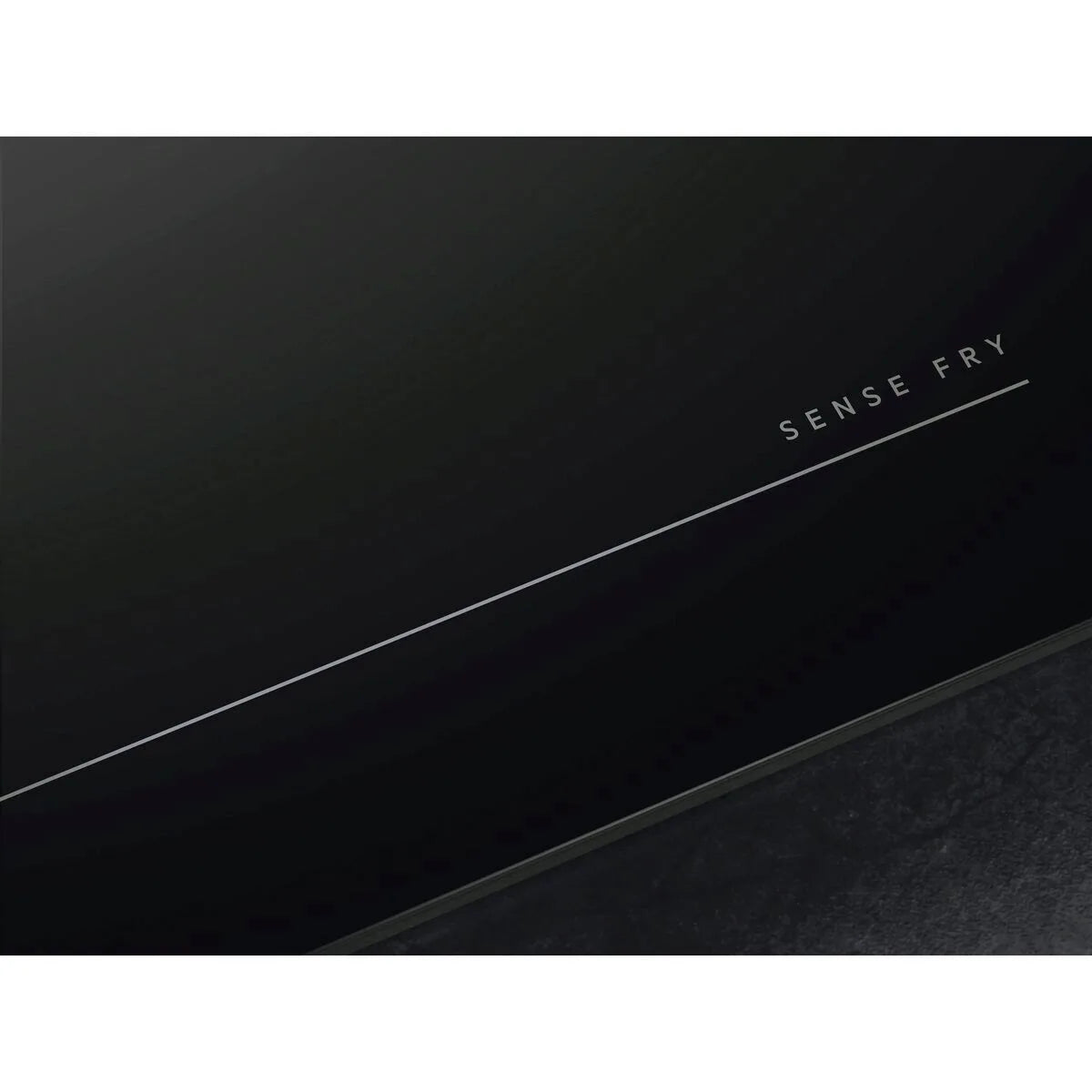 AEG Series 7000 NCH84C23AB 80cm Induction Hob with Venting Extraction and SenseFry® in Matt Black - A+ Rated. Stock photo highlighting the sensefry logo.