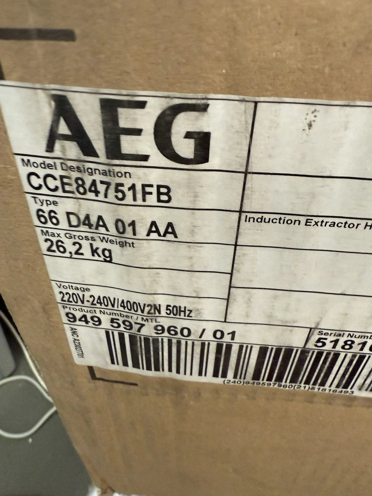 AEG 6000 CCE84751FB (37) 83cm Air Venting Flex Induction Hob in Black - A+ Rated - HW181537