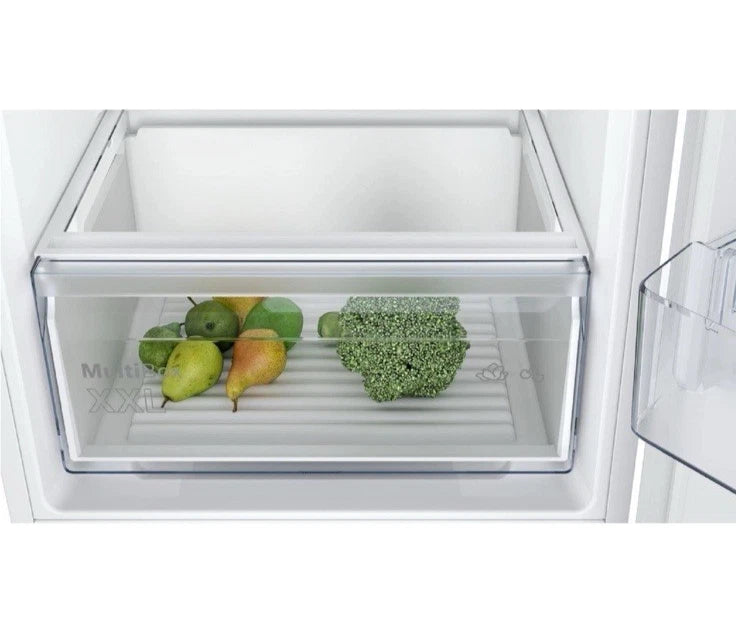 Bosch Series 2 KIV87NSE0G (09) 270 Litre 70/30 Integrated Fridge Freezer - E Rated from HomeWise Appliances. Stock photo of the XXL Large Storage Multibox.
