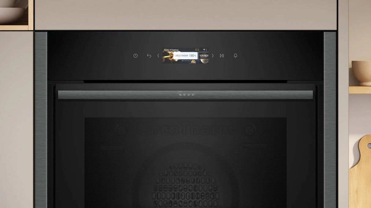 Neff N70 B54CR71G0B (11) Slide & Hide® Wi-Fi Enabled Pyrolytic Self Cleaning Electric Single Oven in Graphite - A+ Rated