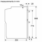 Neff N50 U1ACE2HN0B (10) Built-In Electric Double Oven in Stainless Steel - A Rated from HomeWise Appliances Graphic showing side profile of the oven with measurements