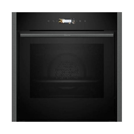 Neff N70 B54CR71G0B (08) Slide & Hide® Wi-Fi Enabled Pyrolytic Self Cleaning Electric Single Oven in Graphite - A+ Rated from HomeWise Appliances stock photo front of the oven 