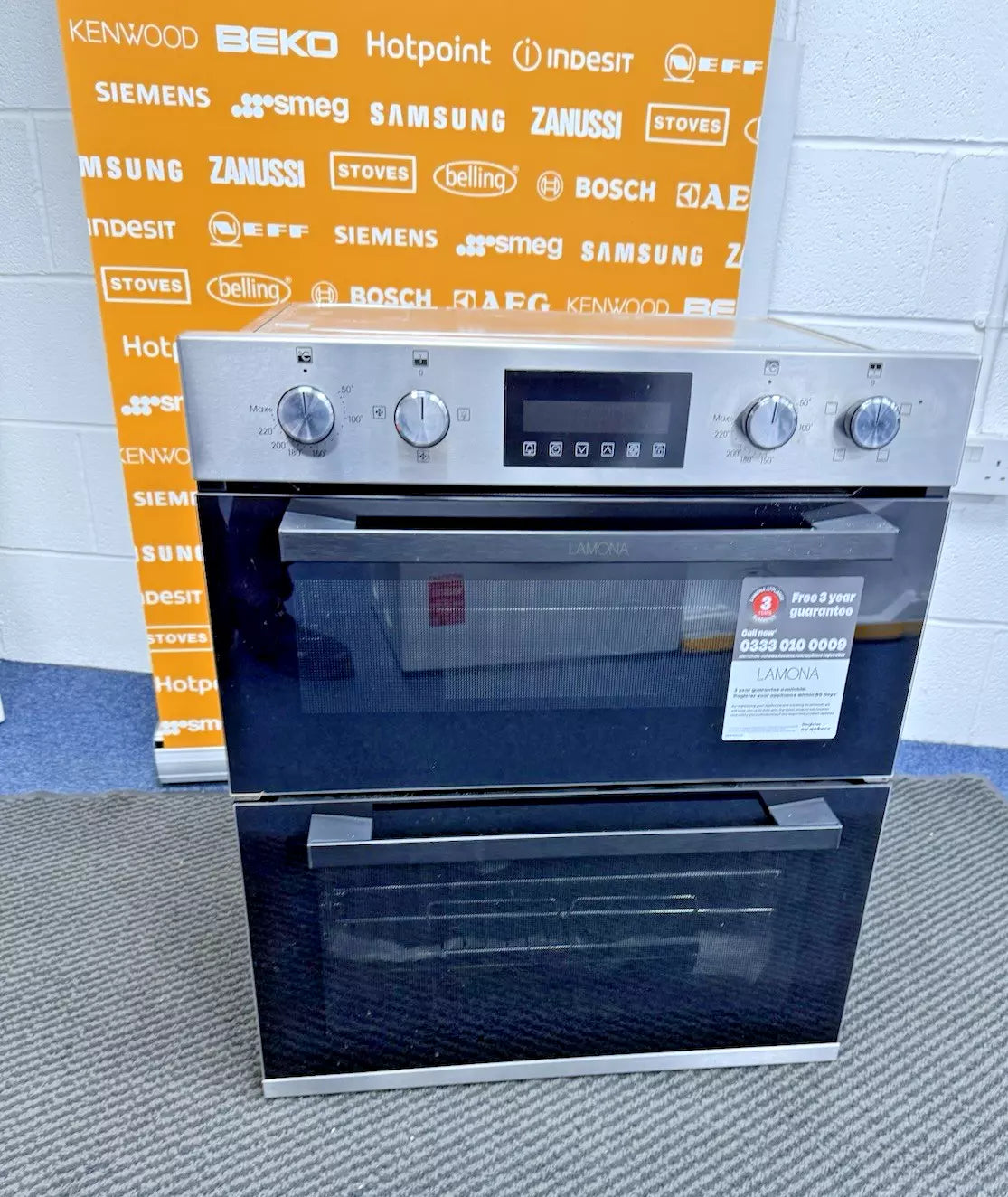 Lamona LAM4408 (29) Built Under Double Oven in Stainless Steel and Black - HW181629