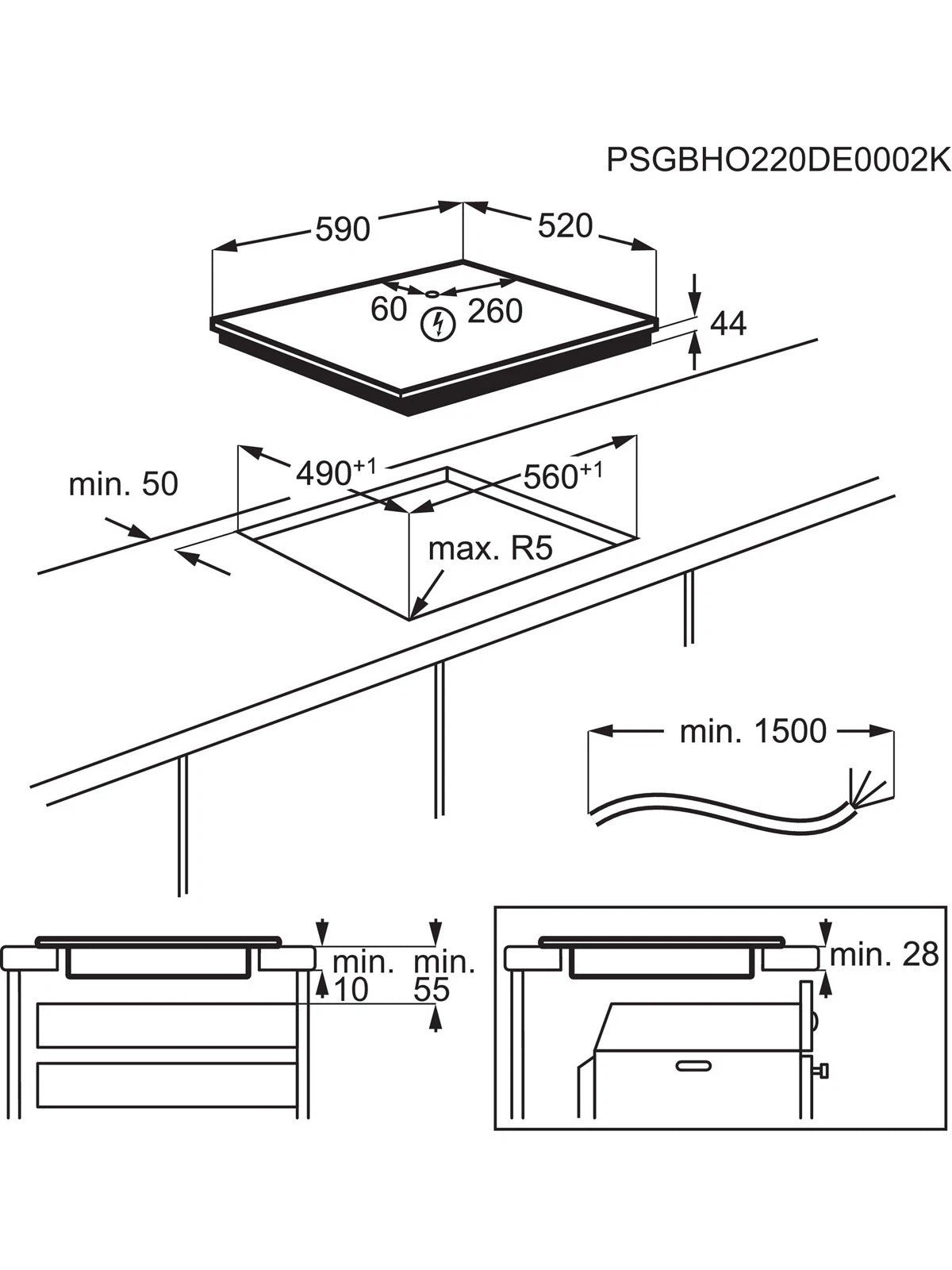 AEG IKB64301FB (27) 3000 Series 59cm 4 Zone Induction Hob - Blemished - HW181527